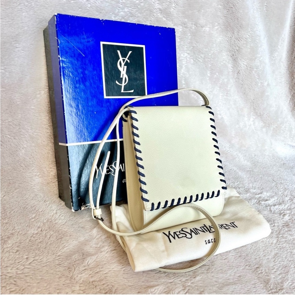 Rare Vintage YSL Cassandra Cream Braided Shoulder Bag - Picture 3 of 17